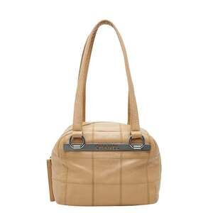 Chanel Chocolate Bar Handbag Shoulder Bag A26135 Beige Caviar Skin Women's CH...